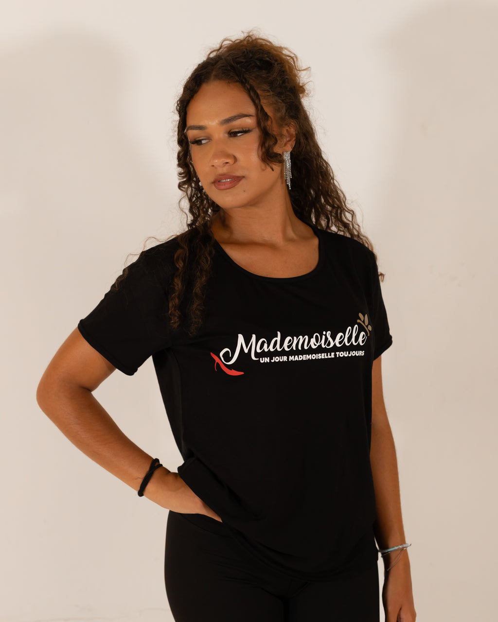 T-shirt Noir Pailletée Argent