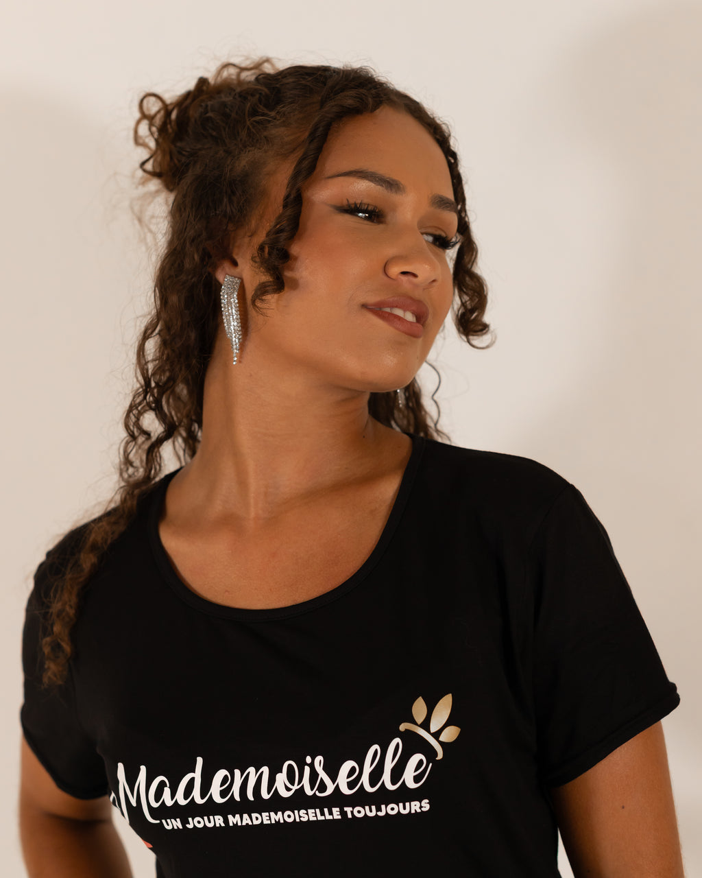T-shirt Noir Pailletée Argent