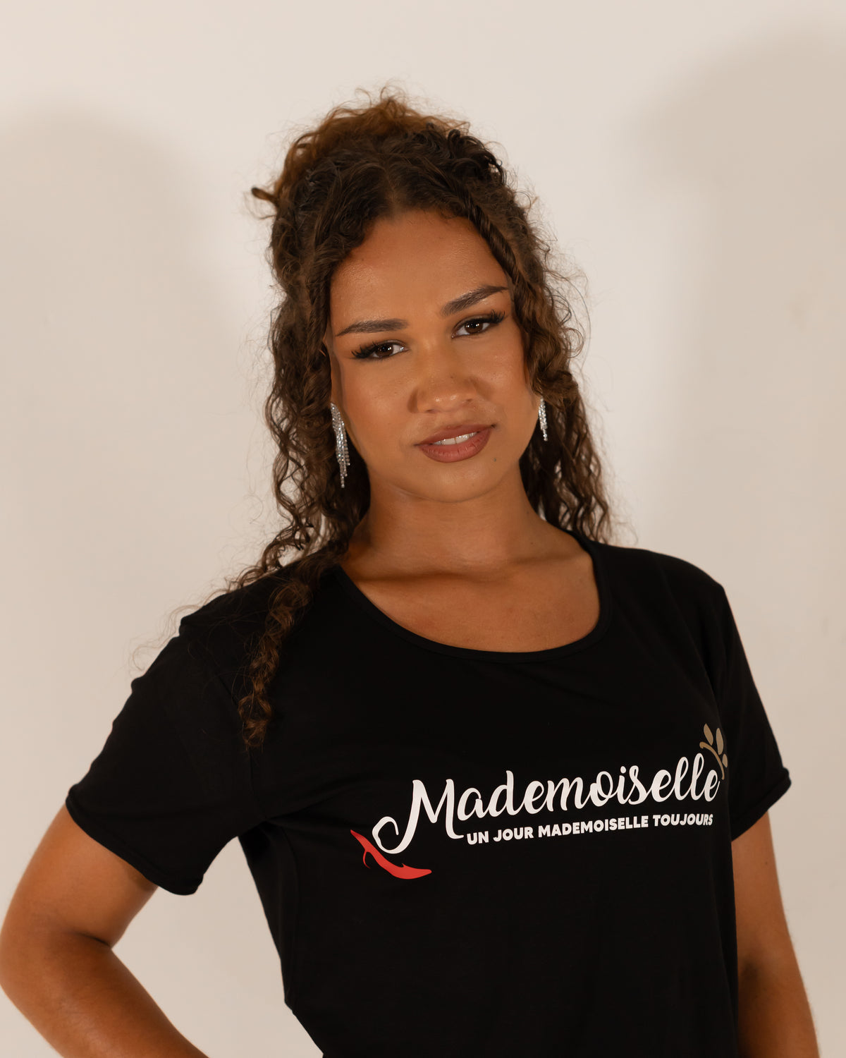 T-shirt Noir Pailletée Doré