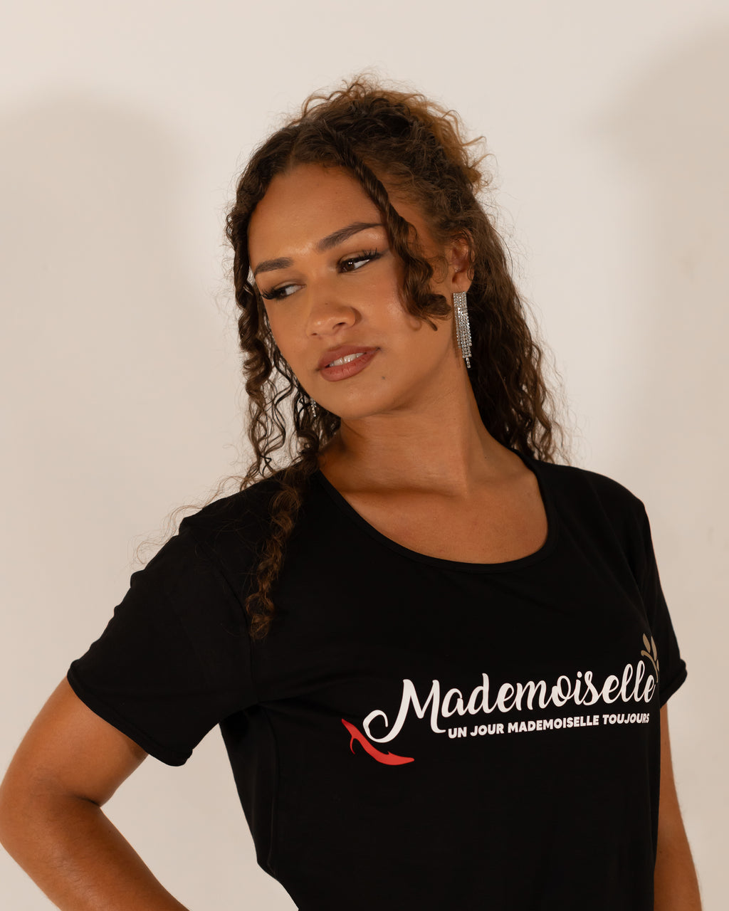 T-shirt Noir Pailletée Doré