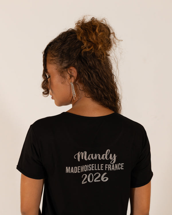 T-shirt Noir Pailletée Argent