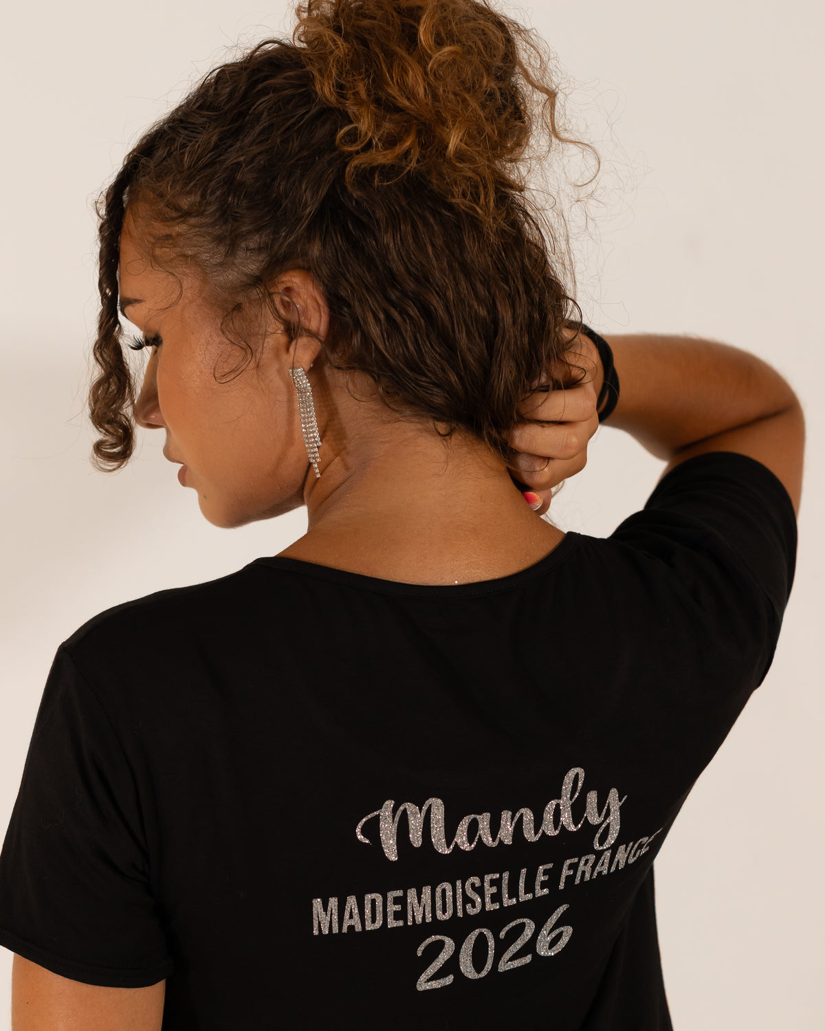 T-shirt Noir Pailletée Doré